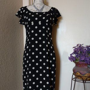 Black with white polka dots Silk dress Size 6